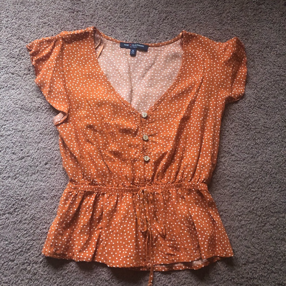 Dainty Orange Polka-dot Blouse